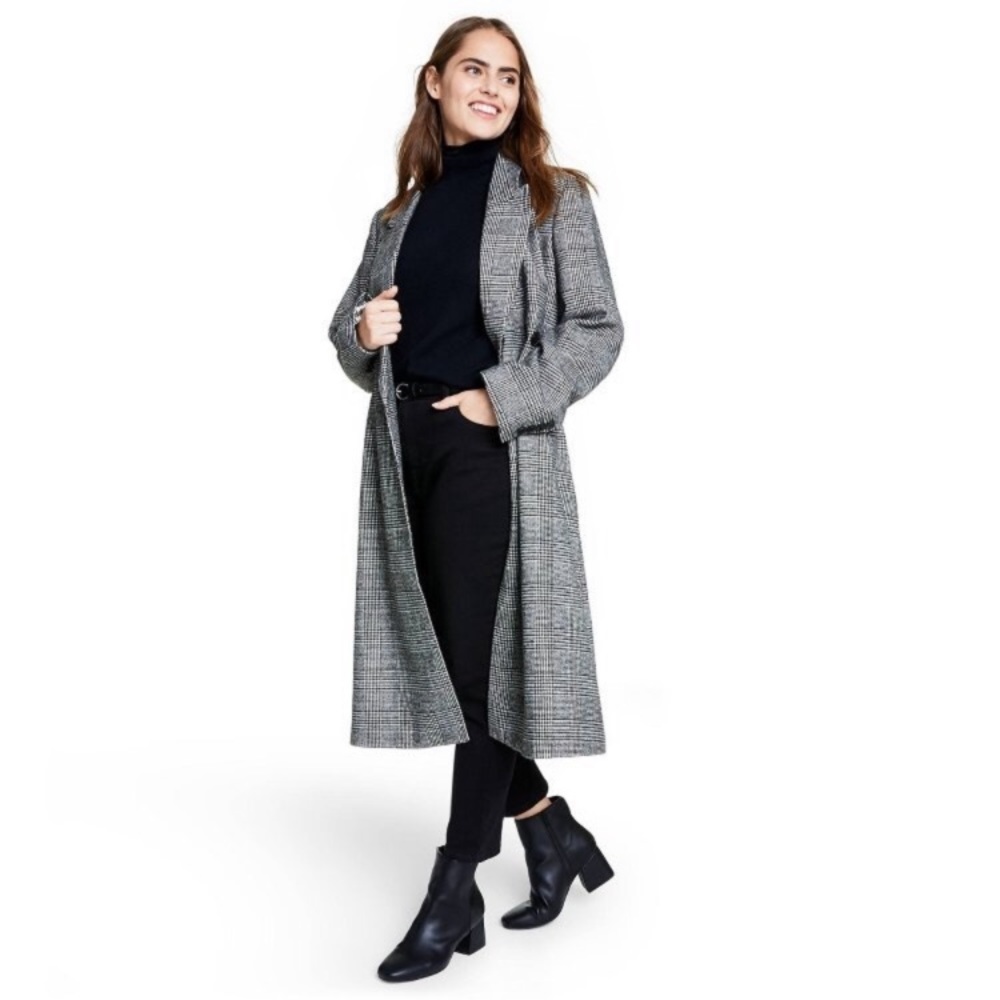 NWT Nili Lotan for Target Plaid Double Breasted Overcoat Houndstooth